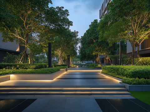 Night view of residential park