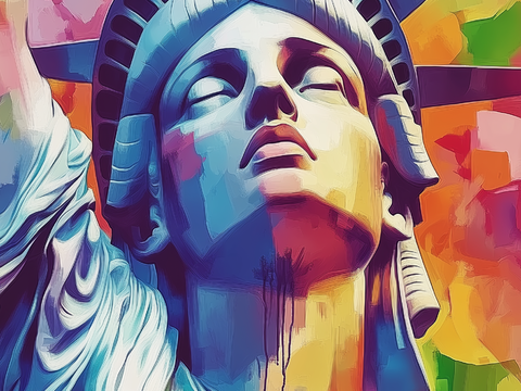 Modern American Hanging Painting Character Art Hanging Painting Oil Painting Liberty Goddess