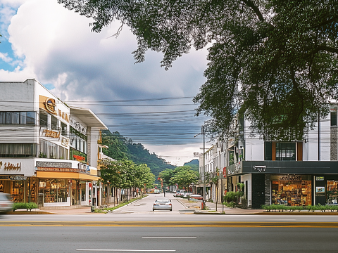 Exterior view of modern commercial street