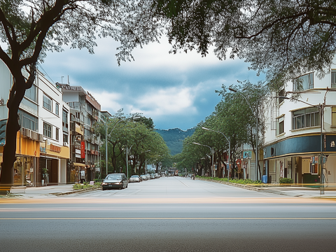 Exterior view of modern commercial street