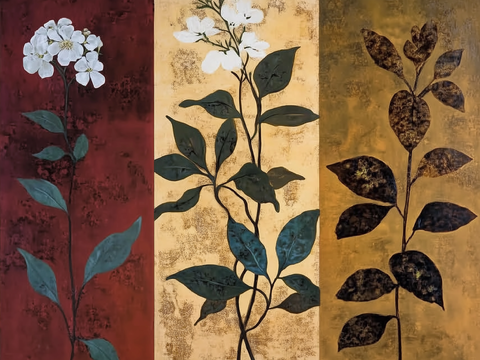 New Chinese Style Middle Ancient Style Retro Plant Flower Hanging Painting