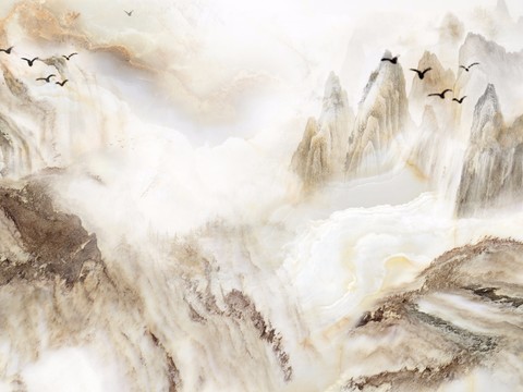 Chinese landscape marble background wall