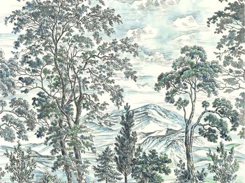 New Chinese Watercolor Wallpaper