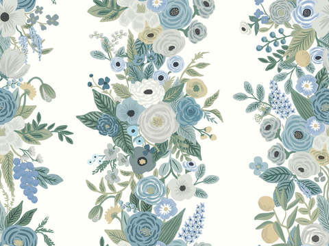 Nordic Blue Flower Wallpaper