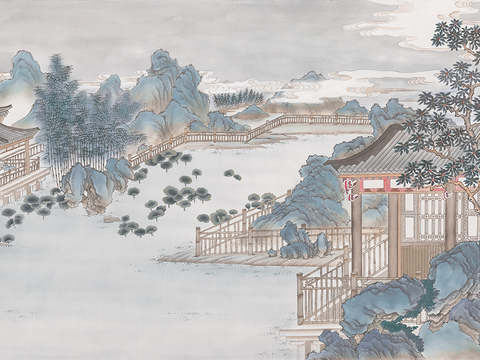 Chinese landscape mural wallpaper