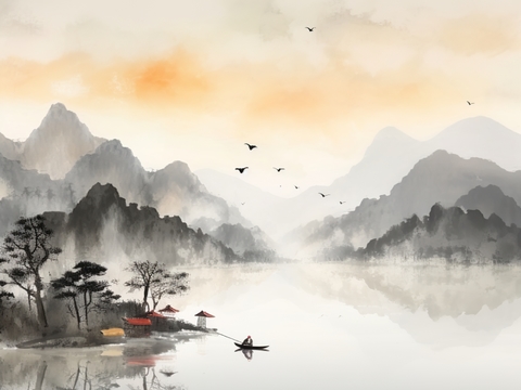 New Chinese Landscape Painting Wallpaper