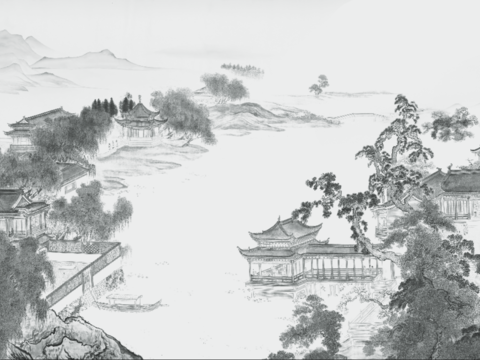 Chinese landscape mural wallpaper