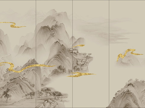 New Chinese style landscape mural