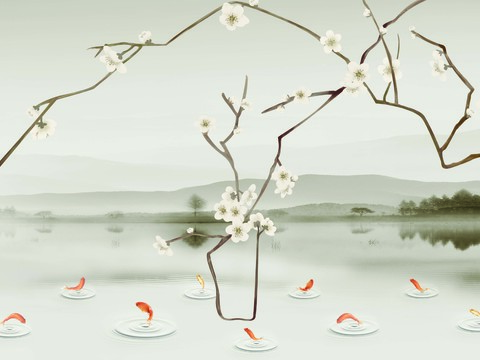 New Chinese Style Flower and Bird Mural