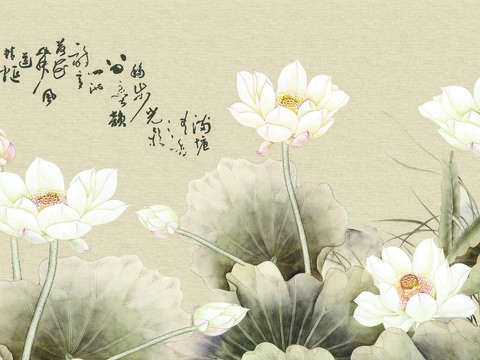 New Chinese Style Flower and Bird Mural