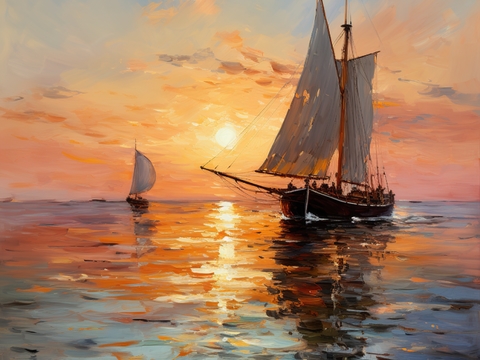 Modern impressionist oil painting decorative painting sea_sailing