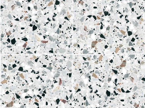 small particle super clear terrazzo