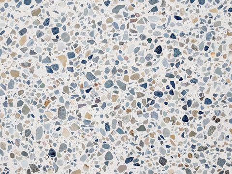 small particle super clear terrazzo