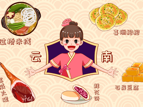 Cartoon Yunnan Food Mural