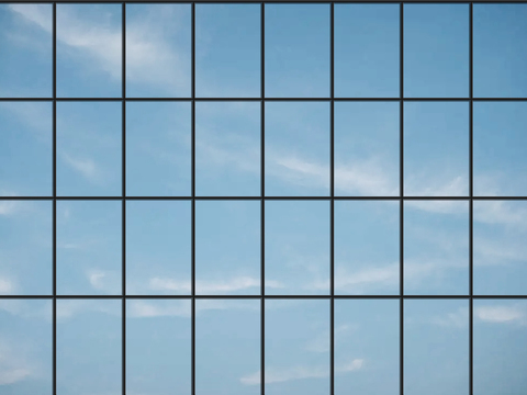 blue sky white clouds window glass