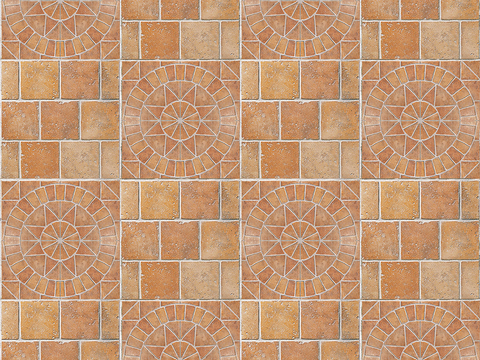 Seamless Pottery Tile Geometric Patchwork Floor Tile Sidewalk Road Ground Square Paving