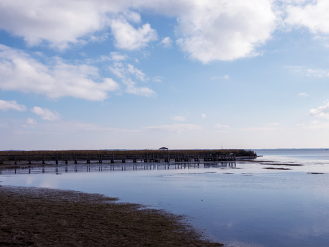 Exterior sky white clouds seaside