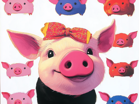 Modern Children's Pig Hanging Painting