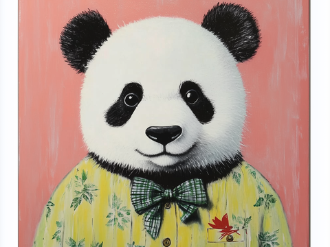 Cartoon Color Panda Hanging Painting