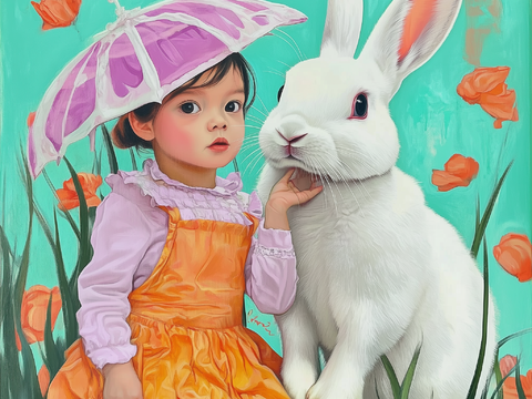 Modern American Cream Rabbit Children's Cartoon Hanging Paintings