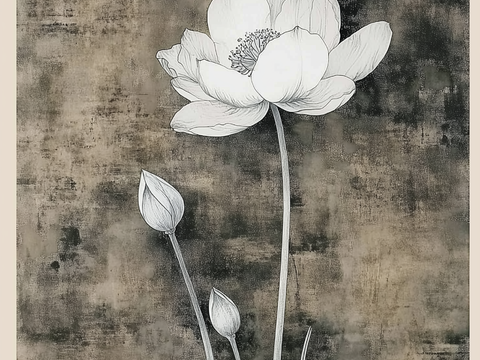 New Chinese Style Lotus Ink Painting