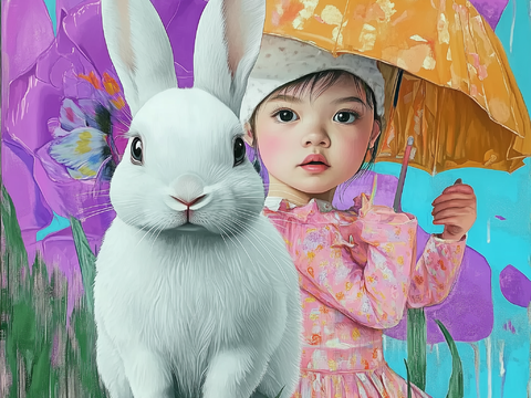 Modern American Cream Rabbit Children's Cartoon Hanging Paintings