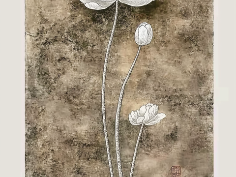 New Chinese Style Lotus Ink Painting