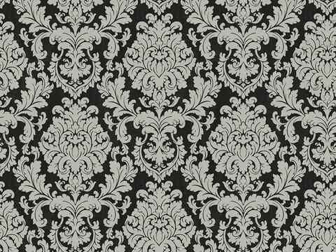 Seamless black gray European French classical pattern wallpaper wall covering wall covering