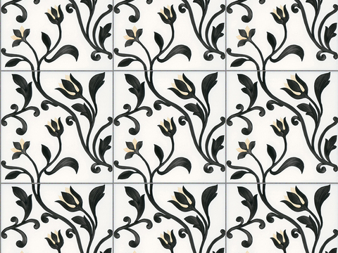 Seamless Retro Pastoral Style Marble Stone Floral Patchwork Pattern Tiles Small Tiles Antique Tiles Floor Tiles Wall Tiles