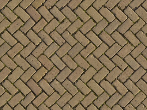 Outdoor herringblock permeable brick pedestrian brick