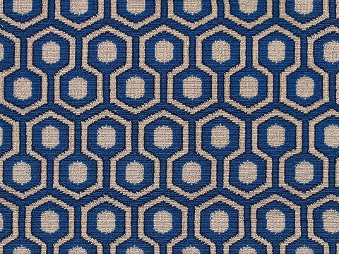 Seamless modern hotel corridor blue geometric pattern carpeted floor mat