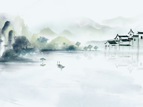 Super Qing Chinese Landscape Wallpaper Mural