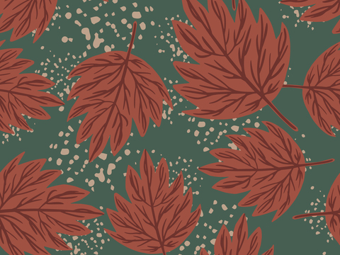 Seamless retro red leaves wallpaper