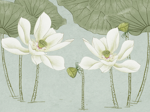 New Chinese Lotus Decorative Painting