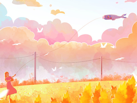 Autumn Cartoon Illustration Mural