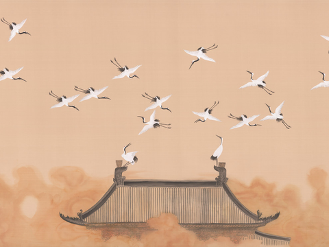 Super Qing Chinese Wallpaper Flower Bird Lotus Mural