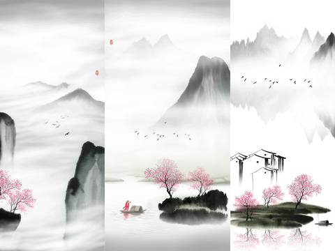 Super Qing Chinese Landscape Wallpaper Mural