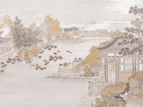 New Chinese style landscape mural