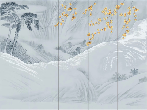 Super Qing Chinese Wallpaper Flower Bird Lotus Mural