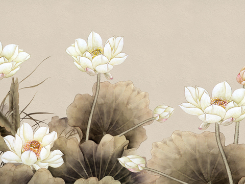 New Chinese Lotus Decorative Painting