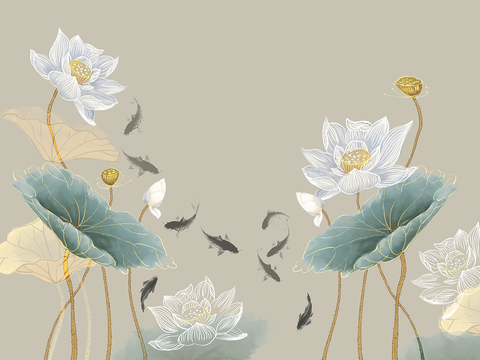 Super Qing Chinese Wallpaper Flower Bird Lotus Mural