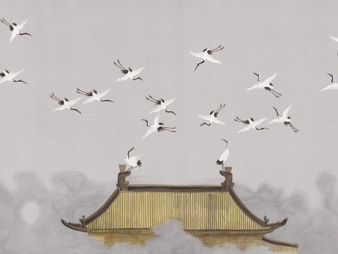 Super Qing Chinese Wallpaper Flower Bird Lotus Mural