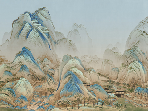 Super Qing Chinese Landscape Wallpaper Mural