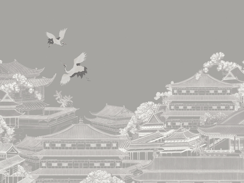 gray chinese architectural mural