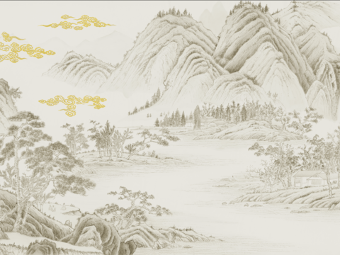 Magnolia new Chinese style landscape mural