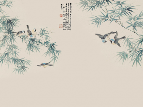 Super Qing Chinese Wallpaper Flower Bird Lotus Mural