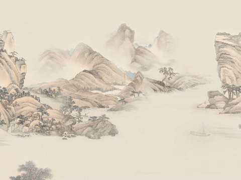 Super Qing Chinese Landscape Wallpaper Mural