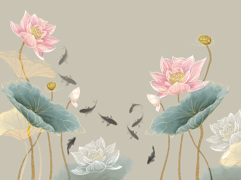 New Chinese Lotus Decorative Painting