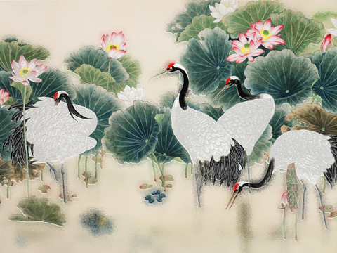 New Chinese Lotus Decorative Painting