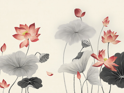 Super Qing Chinese Wallpaper Flower Bird Lotus Mural